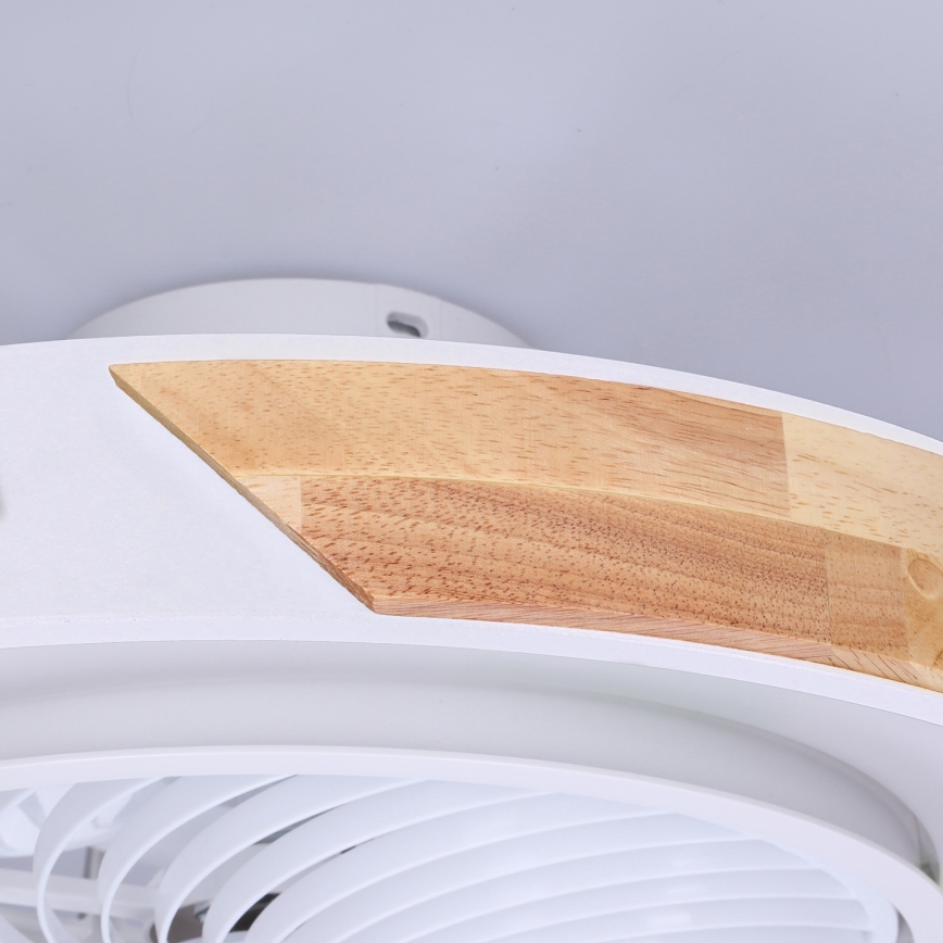 Brilagi - hämardatav laelamp ventilaatoriga LED/30W/230V 3000–6500K, läbimõõt 50 cm, valge/tamm + kaugjuhtimispult