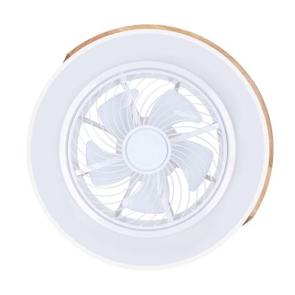 Brilagi - hämardatav laelamp ventilaatoriga LED/30W/230V 3000–6500K, läbimõõt 50 cm, valge/tamm + kaugjuhtimispult