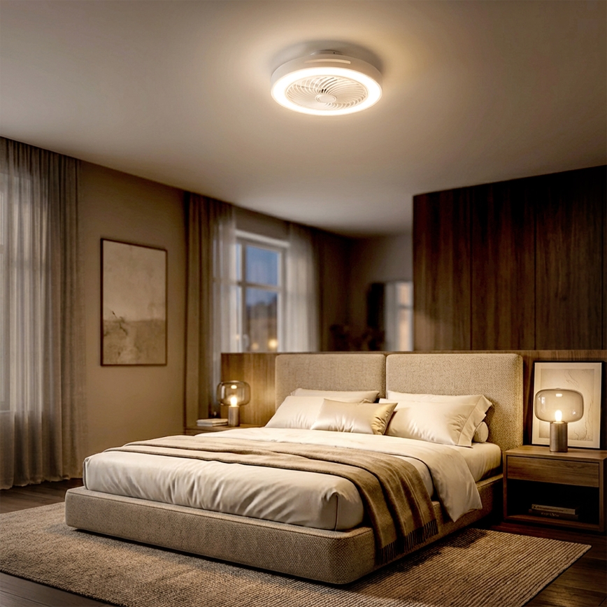 Brilagi - Hämardatav LED-laelamp ventilaatoriga LED/38W/230V 3000-6500K läbimõõt 46 cm valge + kaugjuhtimispult