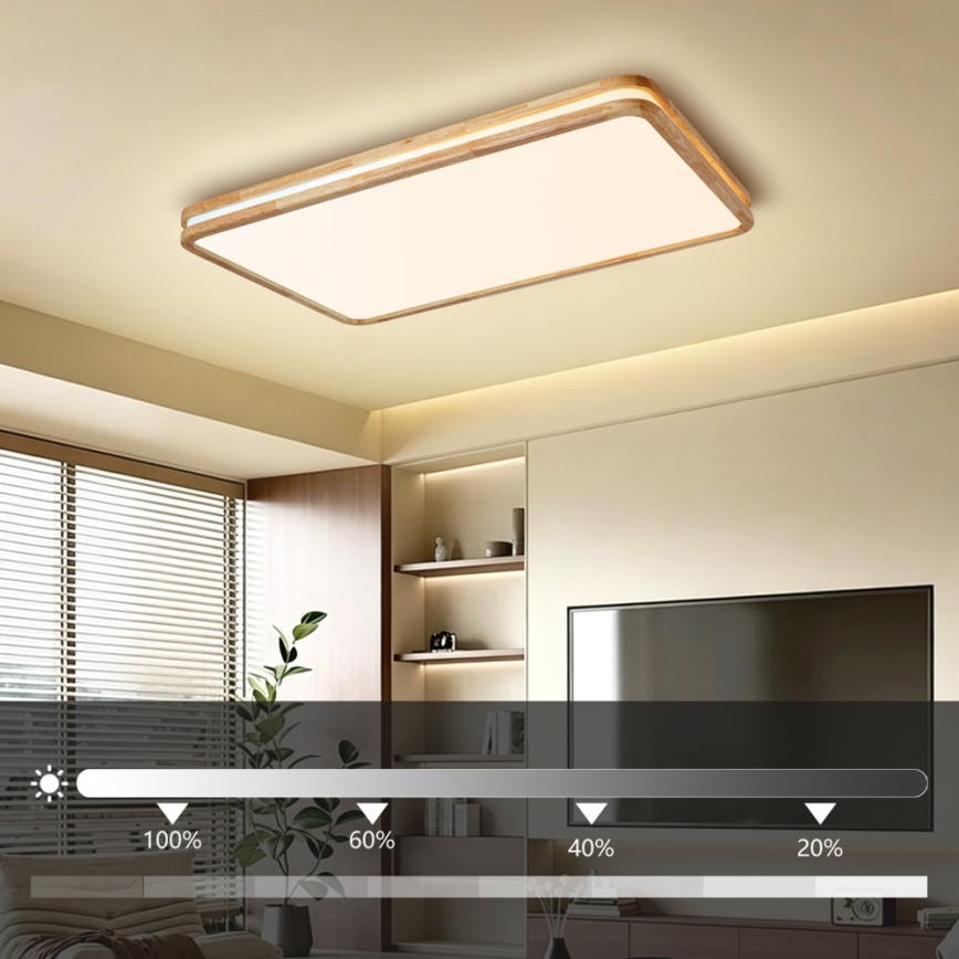 BRILAGI - dimmendatav LED-laevalgusti MOLINA SQUARE LED/128W/230V 3000-6000K tamm 90x60 cm + kaugjuhtimispult