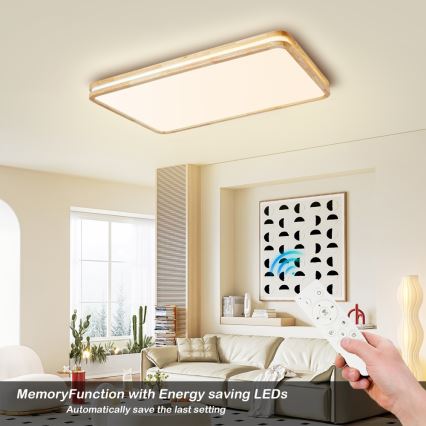 BRILAGI - dimmendatav LED-laevalgusti MOLINA SQUARE LED/128W/230V 3000-6000K tamm 90x60 cm + kaugjuhtimispult