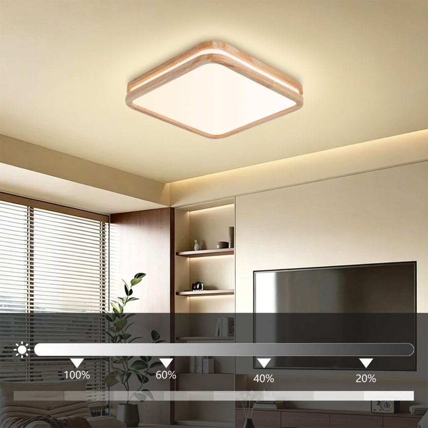 BRILAGI - LED-hämardatav laelamp MOLINA SQUARE LED/48W/230V 3000-6000K tamm 40x40 cm + kaugjuhtimispult