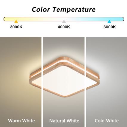 BRILAGI - LED-hämardatav laelamp MOLINA SQUARE LED/48W/230V 3000-6000K tamm 40x40 cm + kaugjuhtimispult