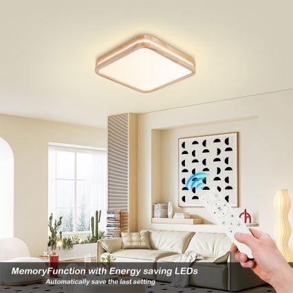 BRILAGI - LED-hämardatav laelamp MOLINA SQUARE LED/48W/230V 3000-6000K tamm 40x40 cm + kaugjuhtimispult