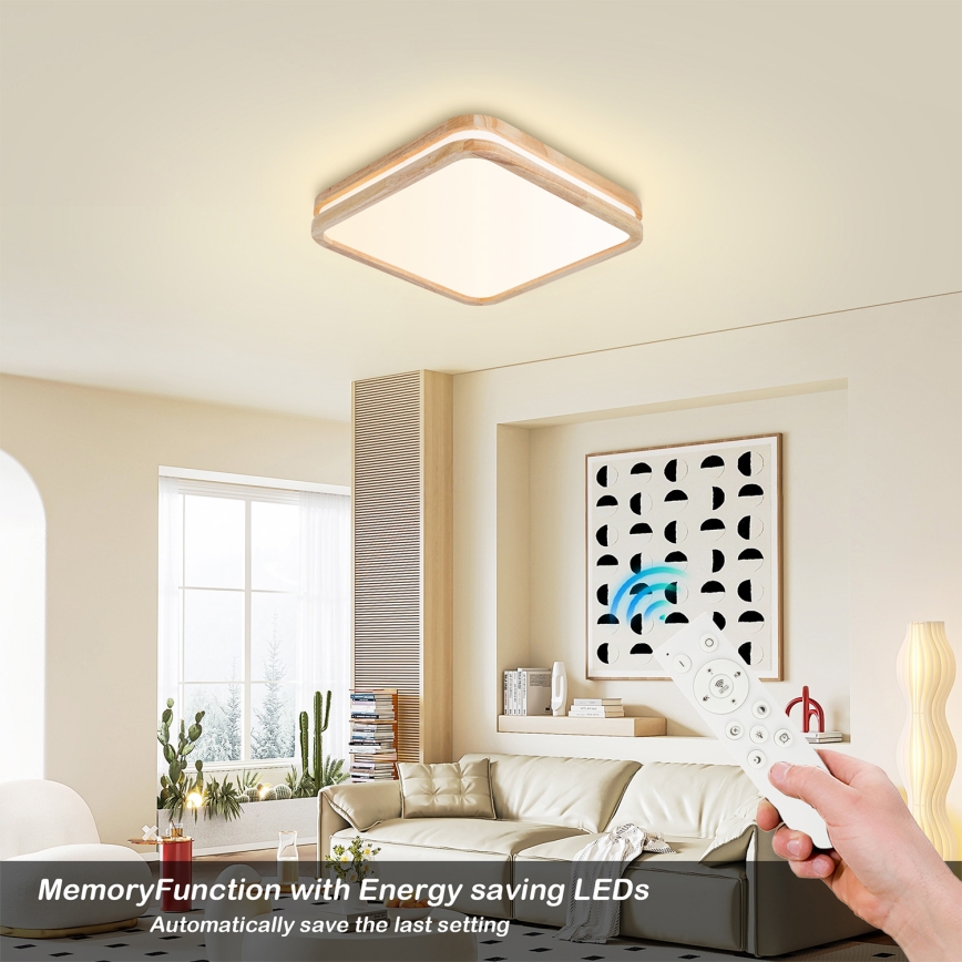 BRILAGI - LED-hämardatav laelamp MOLINA SQUARE LED/48W/230V 3000-6000K tamm 40x40 cm + kaugjuhtimispult