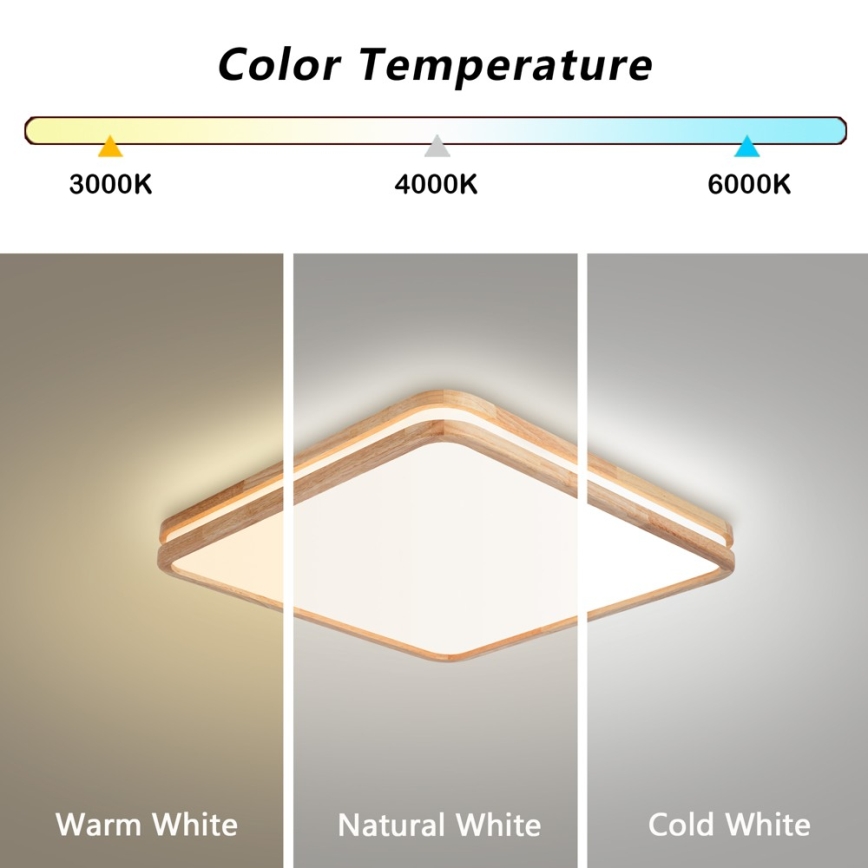 BRILAGI - LED hämardatav laelamp MOLINA SQUARE LED/80W/230V 3000-6000K tamm 60x60 cm + kaugjuhtimispult