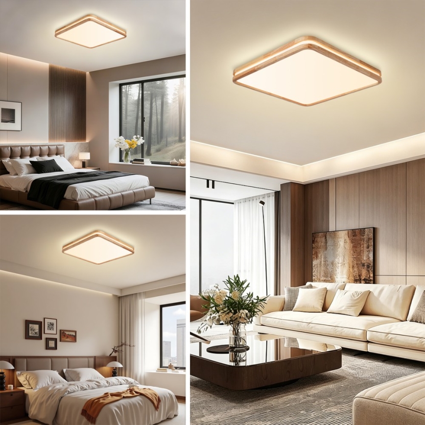 BRILAGI - LED hämardatav laelamp MOLINA SQUARE LED/80W/230V 3000-6000K tamm 60x60 cm + kaugjuhtimispult
