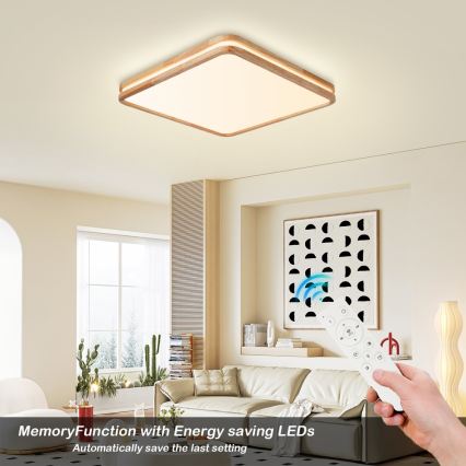 BRILAGI - LED hämardatav laelamp MOLINA SQUARE LED/80W/230V 3000-6000K tamm 60x60 cm + kaugjuhtimispult
