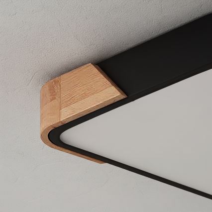 Brilagi - LED-hämardatav laelamp PILANA LED/48W/230V 3000-6500K tamm/must 42x42 cm + kaugjuhtimispult