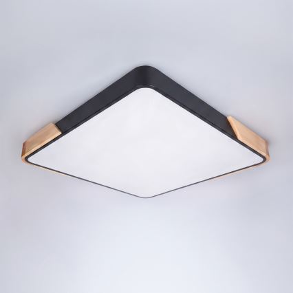 Brilagi - PILANA LED hämardatav laelamp LED/60W/230V 3000-6500K tamm/must 56x56 cm + kaugjuhtimispult