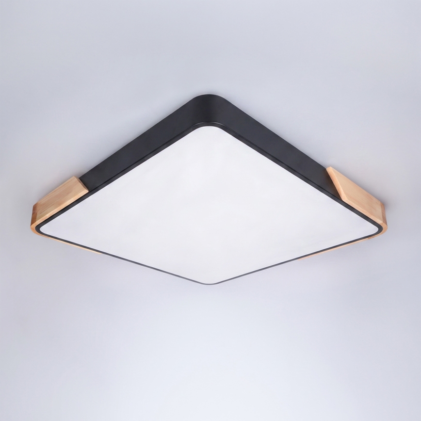 Brilagi - PILANA LED hämardatav laelamp LED/60W/230V 3000-6500K tamm/must 56x56 cm + kaugjuhtimispult