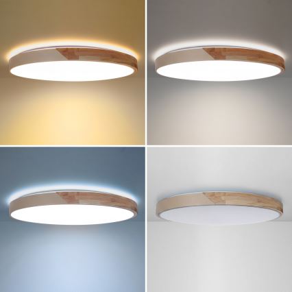 BRILAGI - LED hämardatav laelamp PILANA LED/72W/230V 3000-6500K tamm/beež läbimõõt 80 cm + kaugjuhtimispult