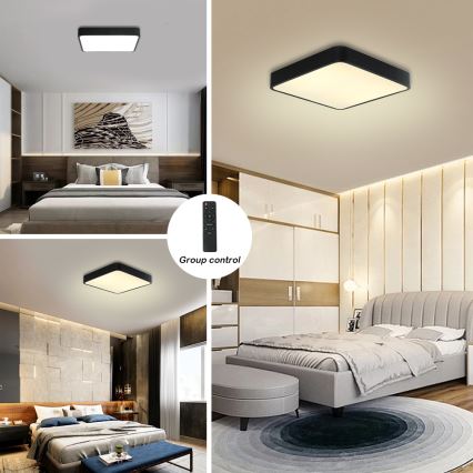 Brilagi - LED Hämardatav laevalgusti POOL LED/48W/230V 3000-6000K 50x50 cm must + kaugjuhtimispult
