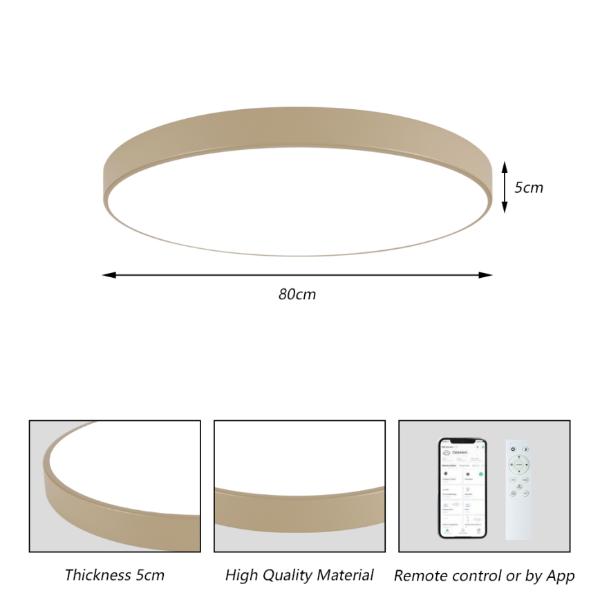 Brilagi - LED hämardatav laelamp POOL SMART LED/100W/230V 3000-6000K 80 cm beež Wi-Fi Tuya + kaugjuhtimispult