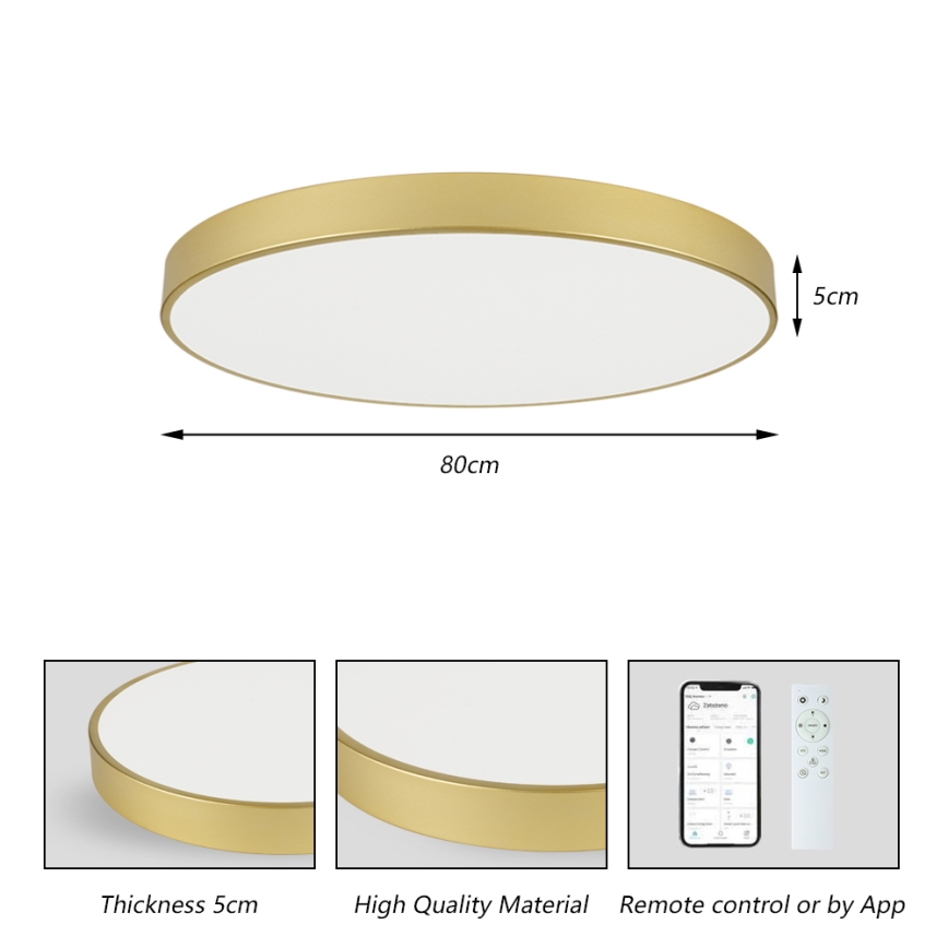 Brilagi - hämardatav LED-laelamp POOL SMART LED/100W/230V 3000-6000K 80 cm kuldne Wi-Fi Tuya + kaugjuhtimispult