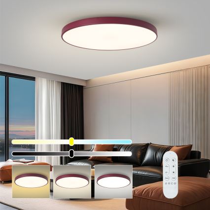 Brilagi - LED-hämardatav valgusti POOL SMART LED 100 W / 230 V, läbimõõt 80 cm, Wi‑Fi Tuya ja kaugjuhtimispult, burgundipunane