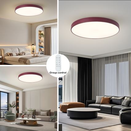 Brilagi - LED-hämardatav valgusti POOL SMART LED 100 W / 230 V, läbimõõt 80 cm, Wi‑Fi Tuya ja kaugjuhtimispult, burgundipunane