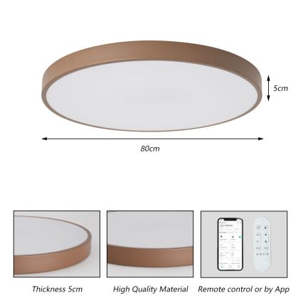 Brilagi - LED-hämardatav valgusti POOL SMART LED/100W/230V läbimõõt 80 cm 3000-6000K Wi-Fi Tuya + kaugjuhtimispult, pruun