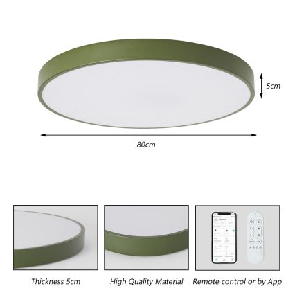 Brilagi - hämardatav LED-valgusti POOL SMART LED, 100 W, 230 V, Ø 80 cm, reguleeritav värvustemperatuur 3000–6000 K, Tuya Wi‑Fi ja kaugjuhtimispult, roheline