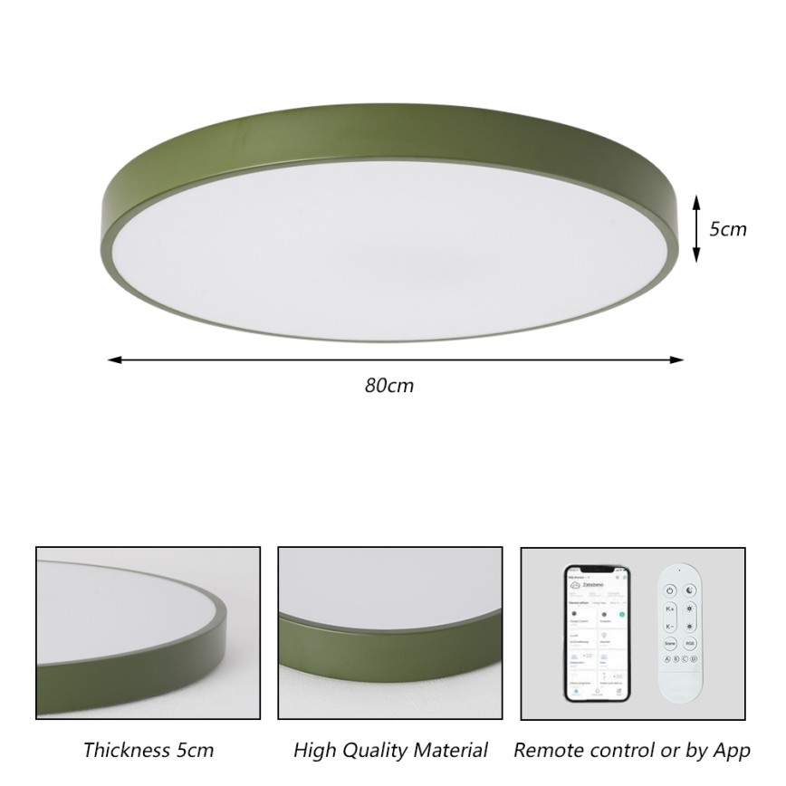 Brilagi - hämardatav LED-valgusti POOL SMART LED, 100 W, 230 V, Ø 80 cm, reguleeritav värvustemperatuur 3000–6000 K, Tuya Wi‑Fi ja kaugjuhtimispult, roheline