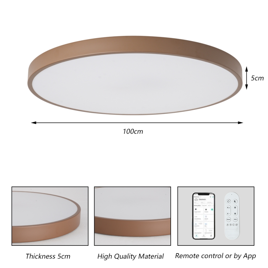 Brilagi - POOL SMART hämardatav LED-valgusti 128 W, 230 V, läbimõõt 100 cm, Wi‑Fi Tuya + kaugjuhtimispult, pruun