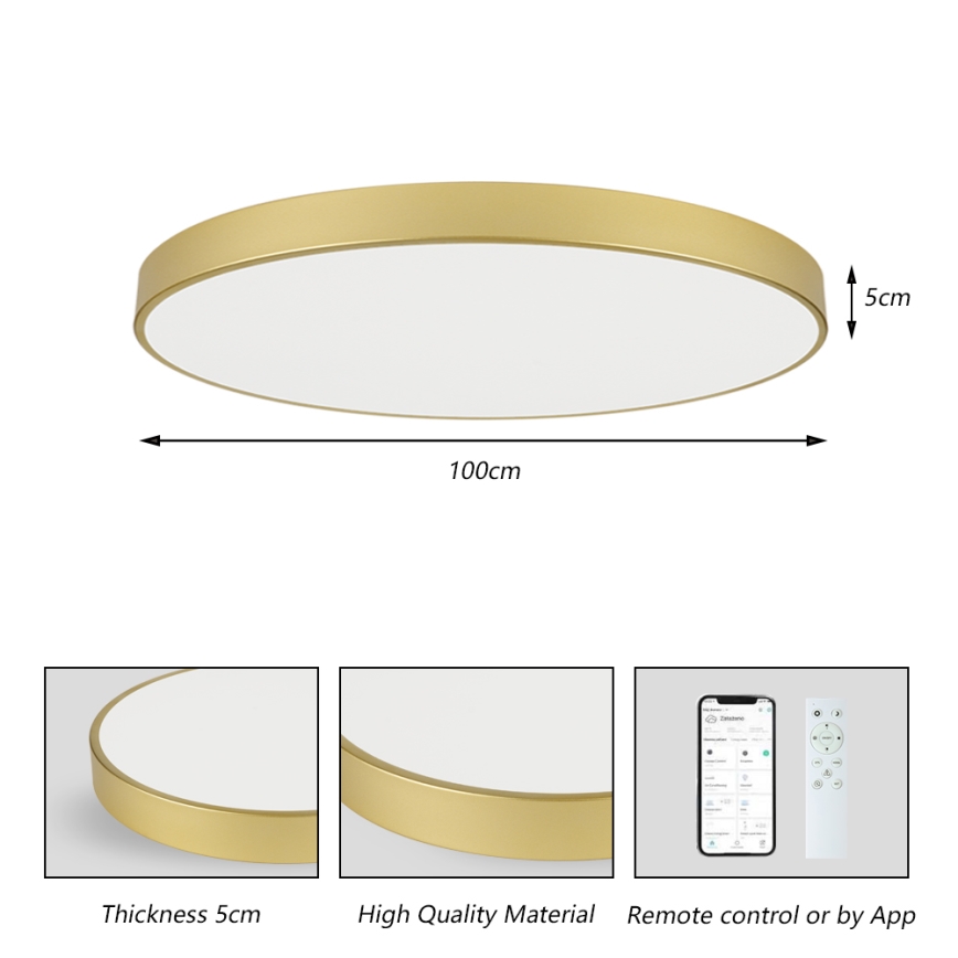 Brilagi - LED hämardatav laelamp POOL SMART LED/128W/230V 3000-6000K 100 cm kuldne Wi-Fi Tuya + kaugjuhtimispult