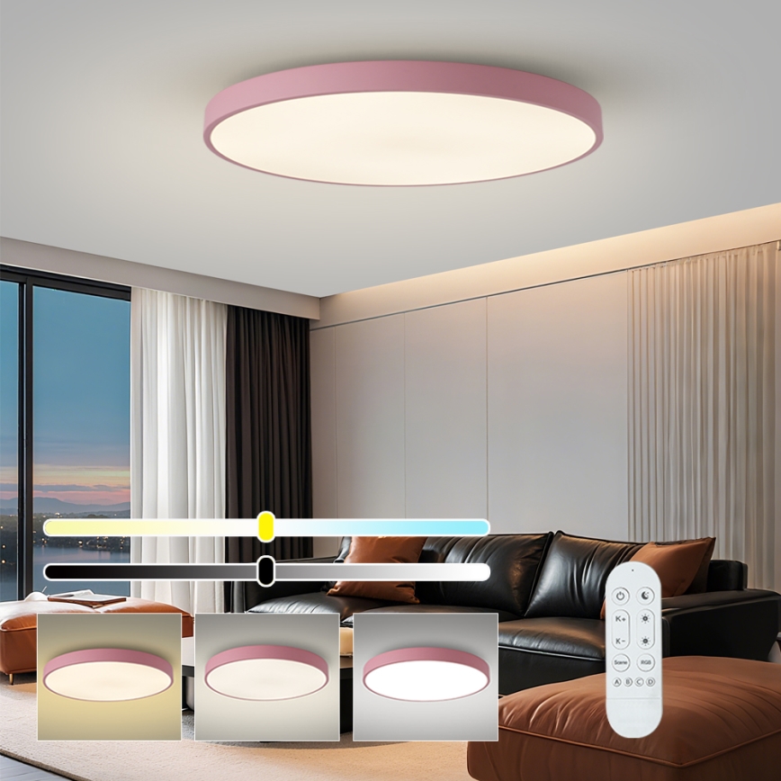 Brilagi - hämardatav LED-valgusti POOL SMART LED/128W/230V, Ø 100 cm, 3000–6000 K, Tuya Wi‑Fi + kaugjuhtimispult, roosa