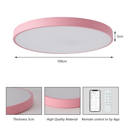 Brilagi - hämardatav LED-valgusti POOL SMART LED/128W/230V, Ø 100 cm, 3000–6000 K, Tuya Wi‑Fi + kaugjuhtimispult, roosa