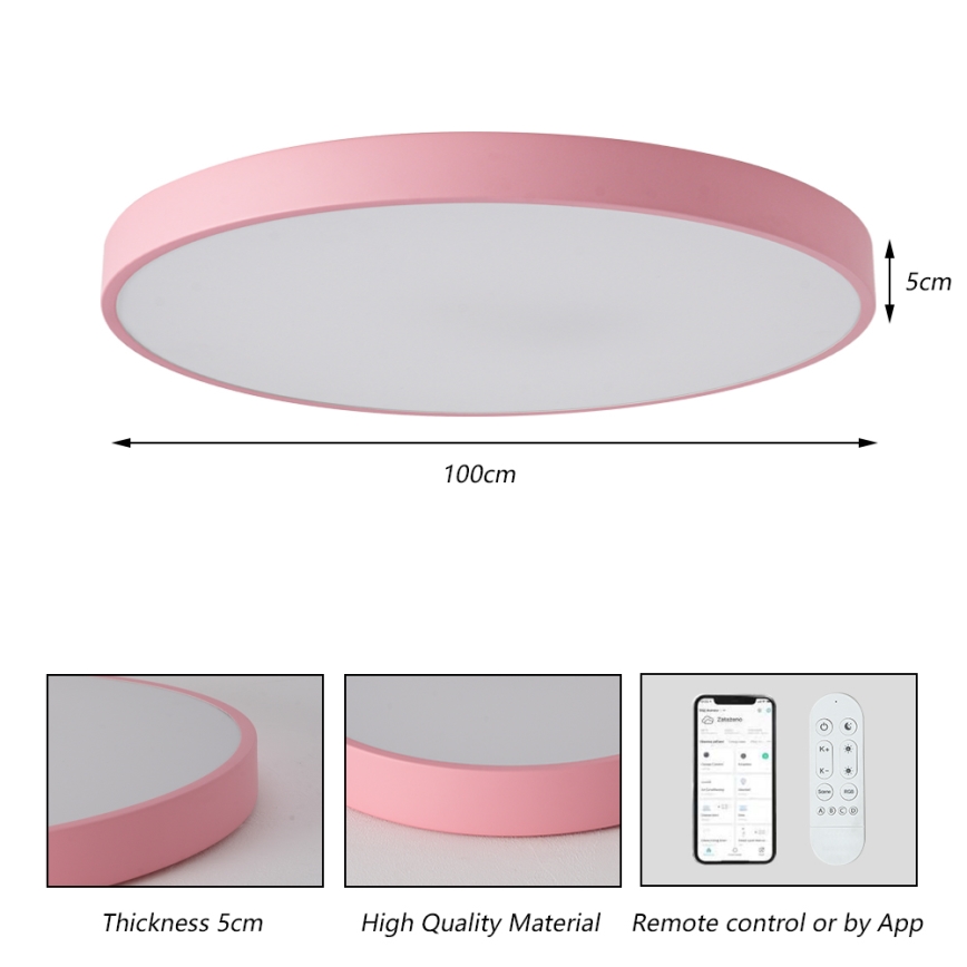 Brilagi - hämardatav LED-valgusti POOL SMART LED/128W/230V, Ø 100 cm, 3000–6000 K, Tuya Wi‑Fi + kaugjuhtimispult, roosa