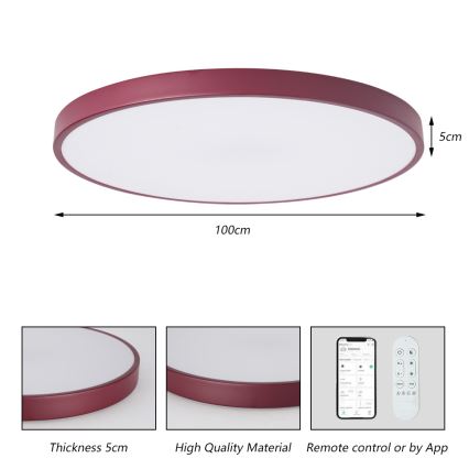 Brilagi - LED hämardatav valgusti POOL SMART LED/128W/230V läbimõõt 100 cm 3000-6000K Wi-Fi Tuya + kaugjuhtimispult bordoopunane