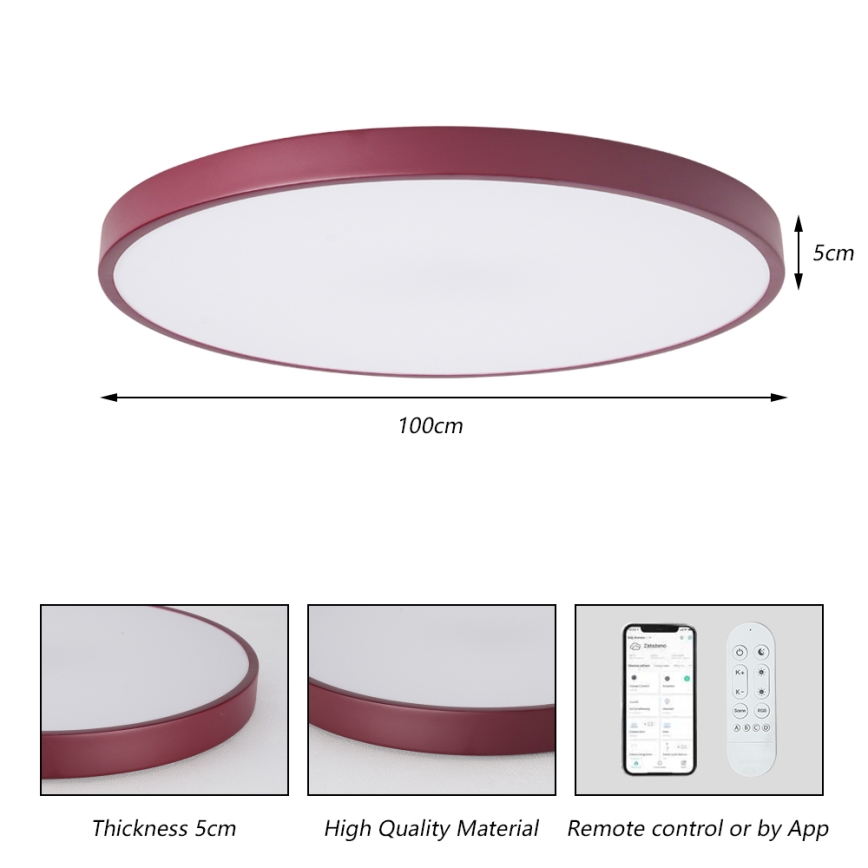Brilagi - LED hämardatav valgusti POOL SMART LED/128W/230V läbimõõt 100 cm 3000-6000K Wi-Fi Tuya + kaugjuhtimispult bordoopunane