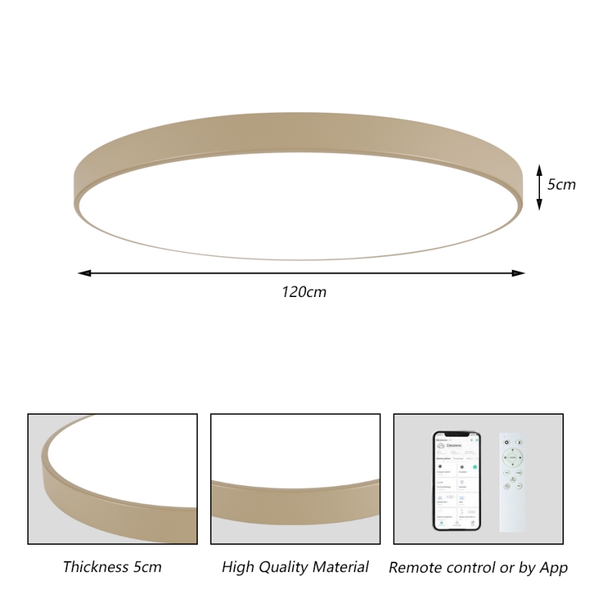 Brilagi - hämardatav LED-laelamp POOL SMART LED/180W/230V 3000-6000K 120 cm beež Wi-Fi Tuya + kaugjuhtimispult
