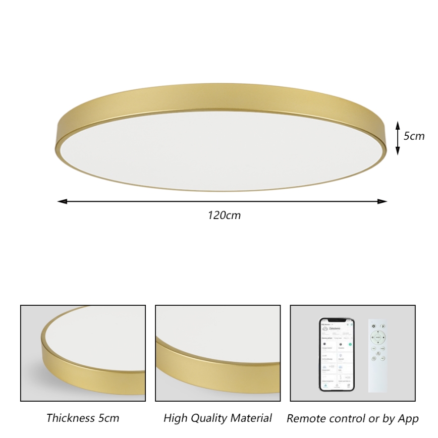 Brilagi - LED hämardatav laelamp POOL SMART LED/180W/230V 3000-6000K 120 cm kuldne Wi-Fi Tuya + kaugjuhtimispult