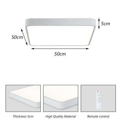 Brilagi - LED Hämardatav laevalgusti POOL SQUARE LED/48W/230V 3000-6000K 50x50 cm valge + kaugjuhtimispult