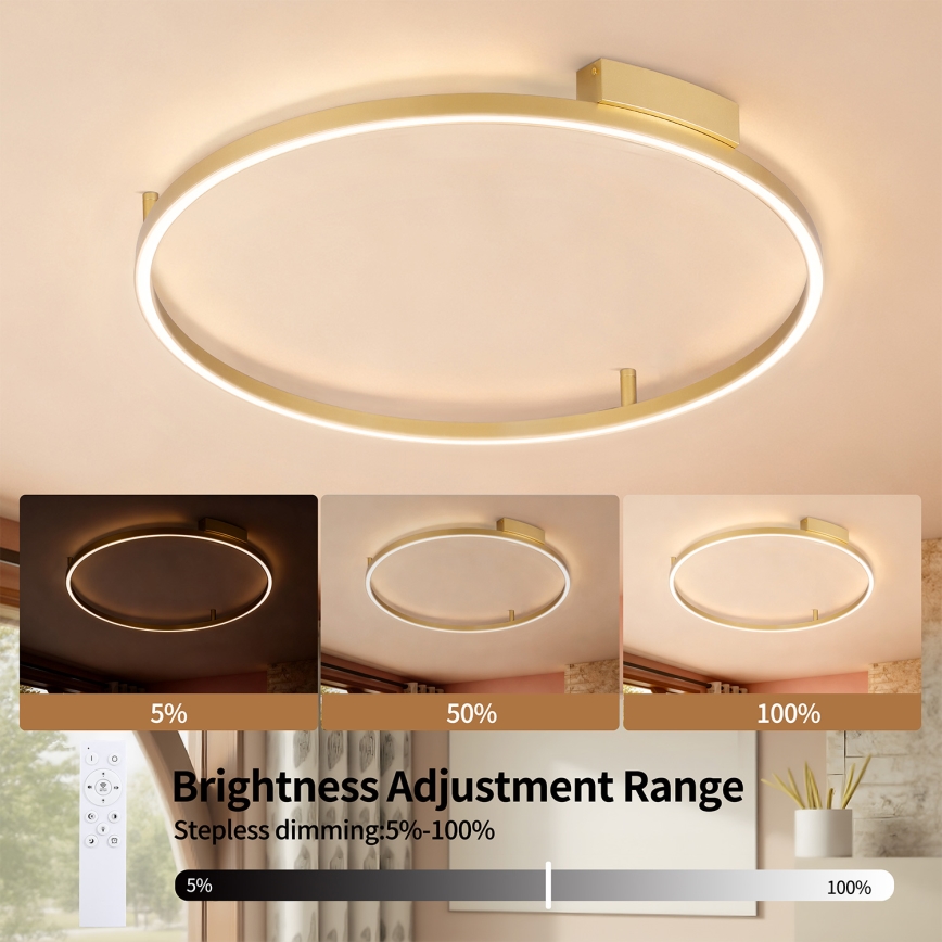 Brilagi - PORTOFINO hämardatav LED laelamp 60W/230V 3000-6000K läbimõõt 80 cm kuldne + kaugjuhtimispult