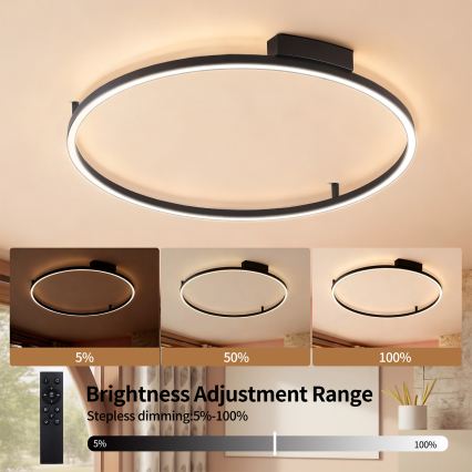 Brilagi - Hämardatav LED-laevalgusti PORTOFINO LED/60W/230V 3000-6000K läbimõõt 80 cm must + kaugjuhtimispult