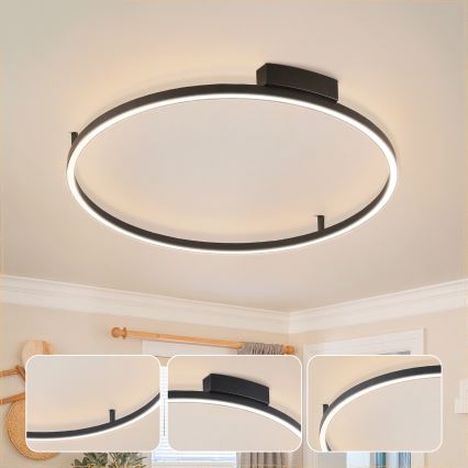 Brilagi - Hämardatav LED-laevalgusti PORTOFINO LED/60W/230V 3000-6000K läbimõõt 80 cm must + kaugjuhtimispult