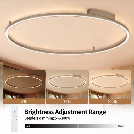 Brilagi - hämardatav LED laevalgusti PORTOFINO LED/85W/230V 3000-6000K läbimõõt 120 cm beež + kaugjuhtimispult