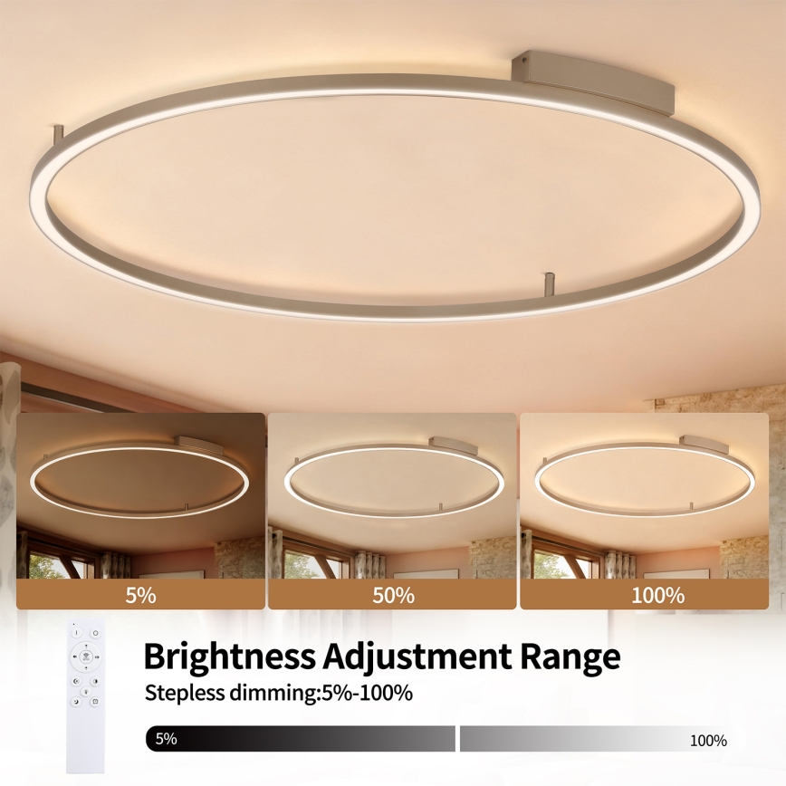 Brilagi - hämardatav LED laevalgusti PORTOFINO LED/85W/230V 3000-6000K läbimõõt 120 cm beež + kaugjuhtimispult
