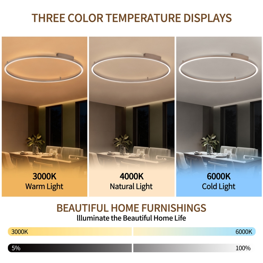 Brilagi - hämardatav LED laevalgusti PORTOFINO LED/85W/230V 3000-6000K läbimõõt 120 cm beež + kaugjuhtimispult
