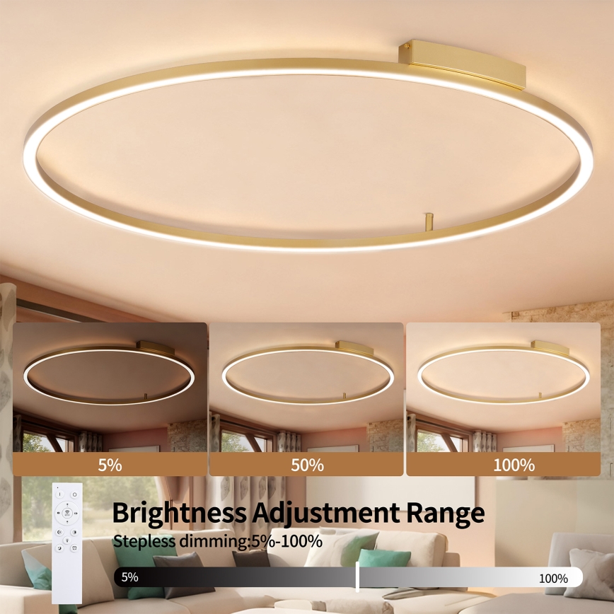 Brilagi - Hämardatav PORTOFINO LED-laelamp LED/85W/230V 3000-6000K läbimõõt 120 cm, kuldne + kaugjuhtimispult