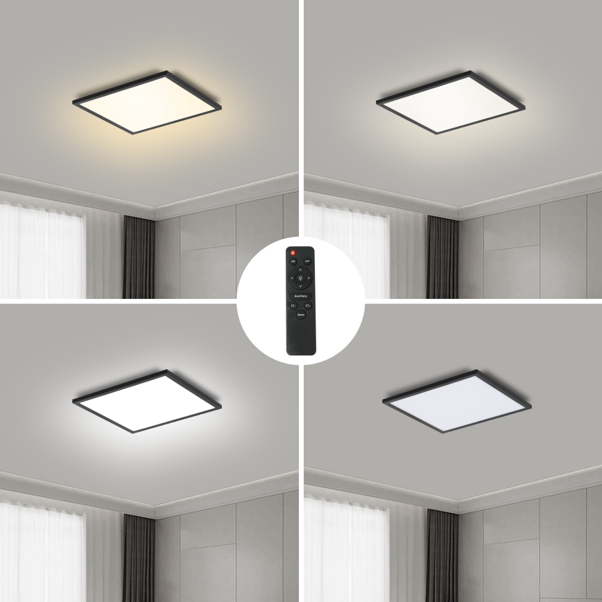 Brilagi - LED Hämardatav laevalgusti SLIMFRAME LED/25W/230V 30x30 cm 3000-6000K must + kaugjuhtimispult