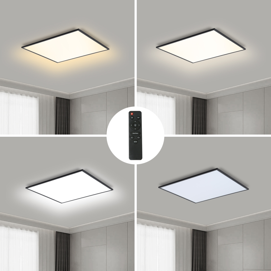 Brilagi - LED Hämardatav laevalgusti SLIMFRAME LED/36W/230V 45x45 cm 3000-6000K must + kaugjuhtimispult