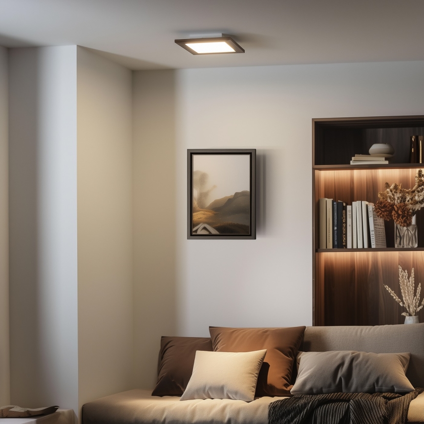 Brilagi - LED Hämardatav laevalgusti SLIMFRAME WOOD LED/25W/230V 34x34 cm 3000-6000K tumepruun + kaugjuhtimispult
