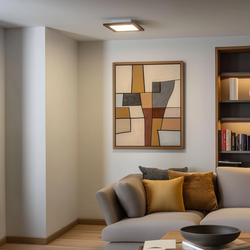 Brilagi - LED Hämardatav laevalgusti SLIMFRAME WOOD LED/25W/230V 34x34 cm 3000-6000K pruun + kaugjuhtimispult