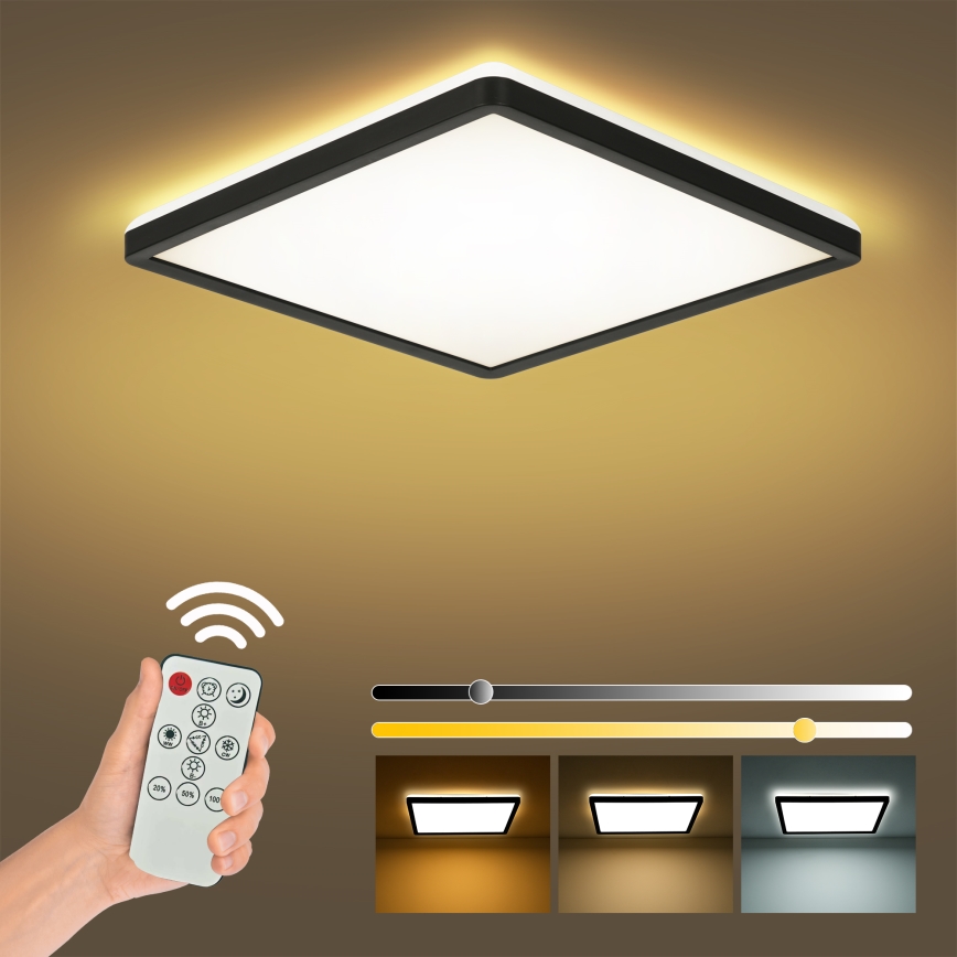 Brilagi - LED Hämardatav laevalgusti ULTRA SLIM LED/18W/230V 2700-6500K 30x30 cm must + kaugjuhtimispult