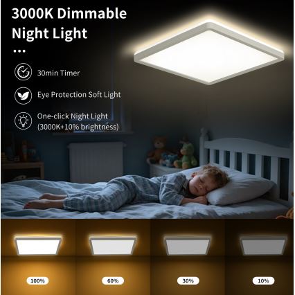 Brilagi - LED reguleeritav laevalgusti ULTRA SLIM LED/18W/230V 2700-6500K 30x30 cm valge + kaugjuhtimispult