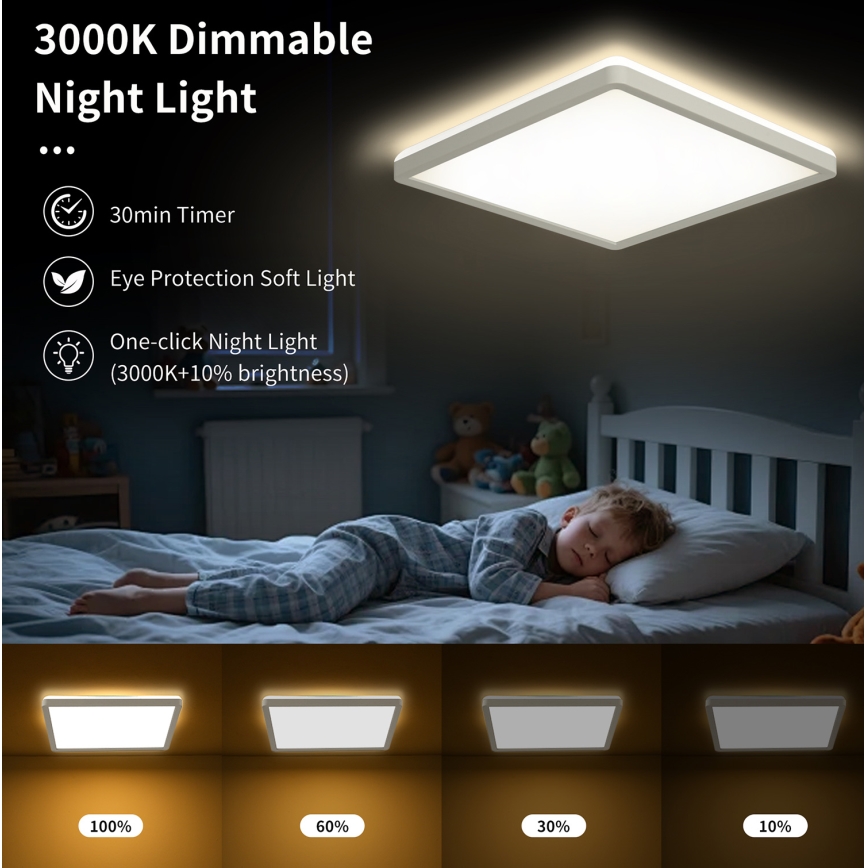 Brilagi - LED reguleeritav laevalgusti ULTRA SLIM LED/18W/230V 2700-6500K 30x30 cm valge + kaugjuhtimispult