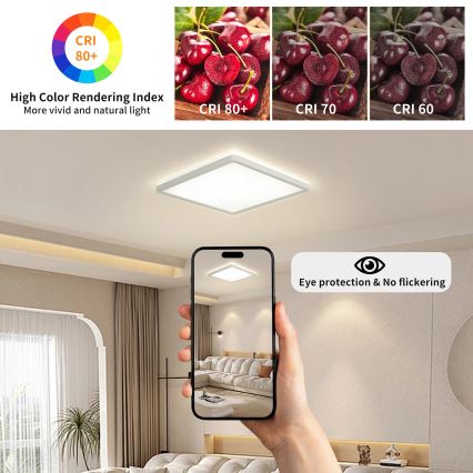 Brilagi - LED reguleeritav laevalgusti ULTRA SLIM LED/18W/230V 2700-6500K 30x30 cm valge + kaugjuhtimispult