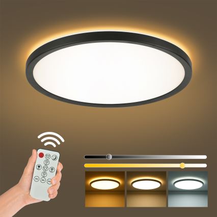 Brilagi - LED Hämardatav laevalgusti ULTRA SLIM LED/18W/230V 2700-6500K d. 30 cm must + kaugjuhtimispult
